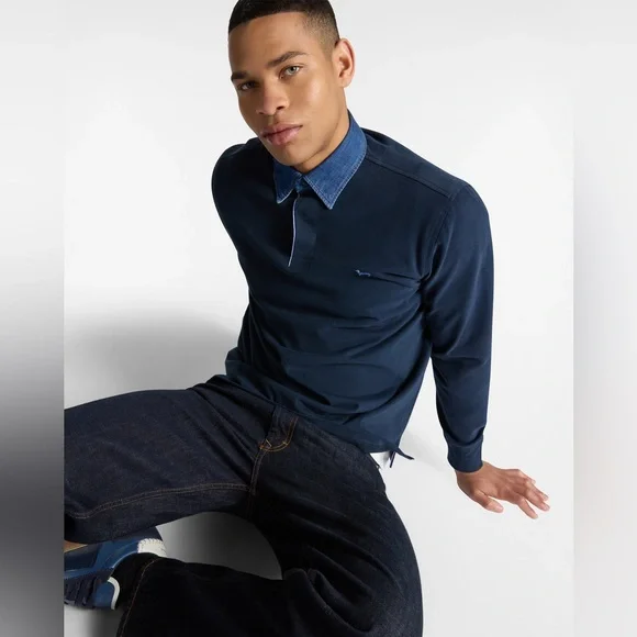 Harmont & Blaine Vietri Long-Sleeved Polo Shirt With Contrasting Collar - Picture 5 of 5